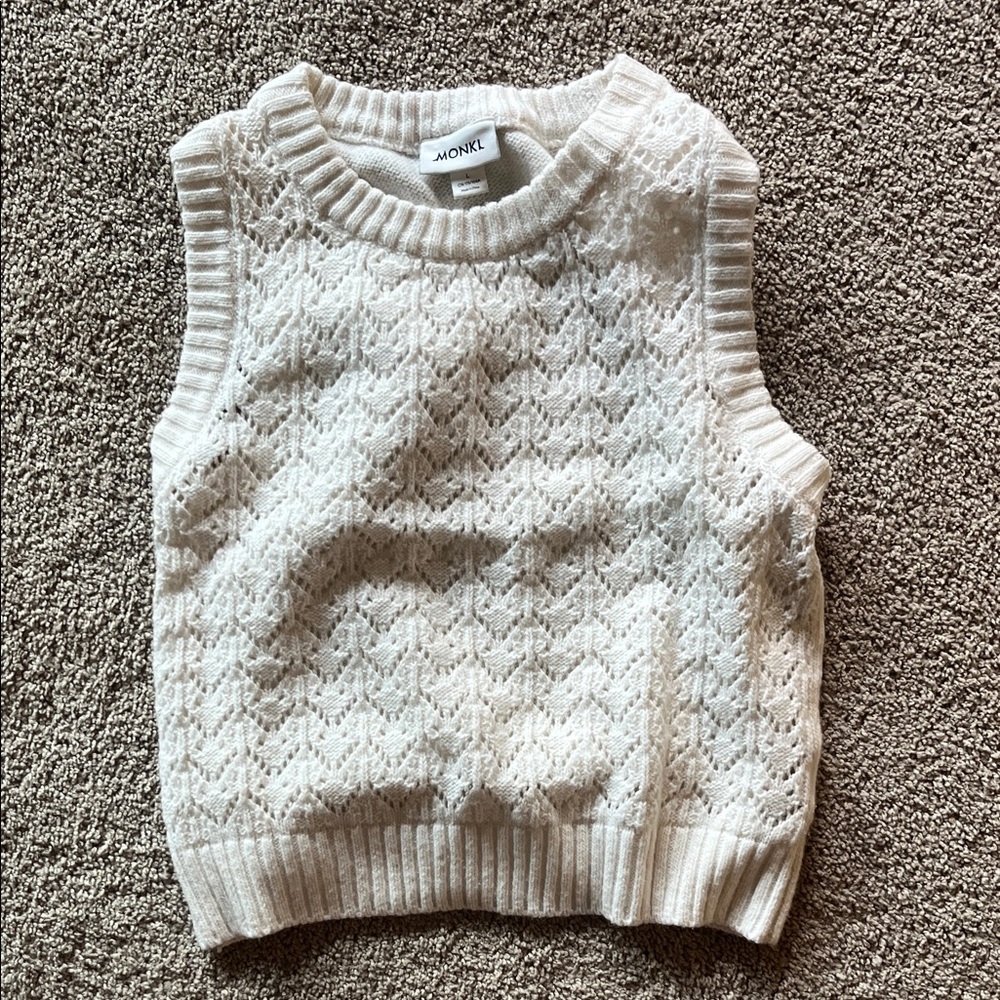 Monki Off-White Knit Cable Sleeveless Vest